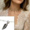 N6805b Collier Ras de Cou Femme en Argent 925 avec Charms Plumes – Bijou Artisanal Made in France - Bijoux Colliers boheme chic en ligne Ninanina