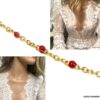 N6806f Collier sautoir perles rouges minimaliste en acier doré - Bijoux Colliers en ligne Ninanina