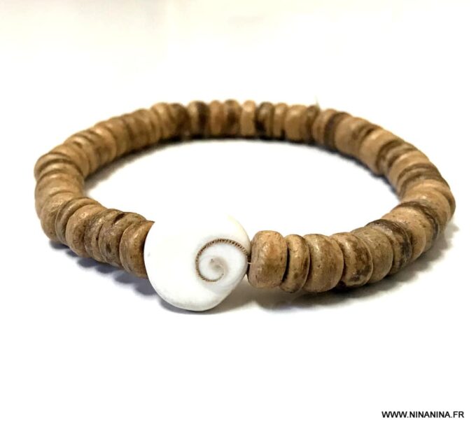 N6810b Bracelet œil st lucie homme porte bonheur perles bois - Bijoux Bracelets en ligne Ninanina