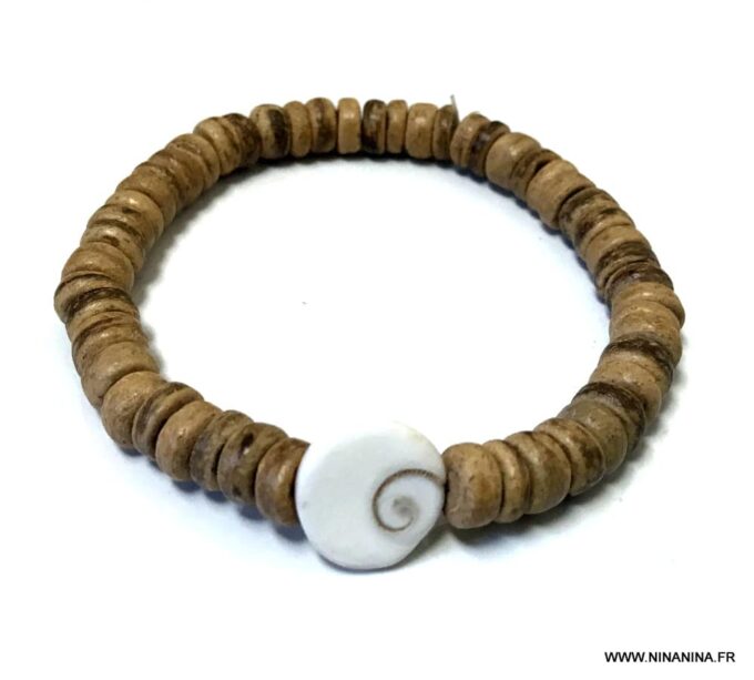 N6810d Bracelet œil st lucie homme porte bonheur perles bois - Bijoux Bracelets en ligne Ninanina