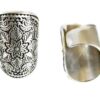 N6812 Bague mandala large etain plaqué argent ajustable boheme chic - Bijoux Bagues en ligne Ninanina