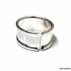 N6814b Bague anneau large femme ajustable plaqué argent rebords courbés - Bijoux Bagues en ligne Ninanina