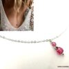 N6819a Chaine de taille Swarovski Argent pendentif perle cristal rose - Bijoux Swarovski en ligne Ninanina