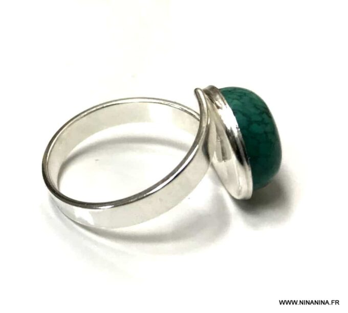 N6827b Bague turquoise femme argent 925 massif réglable - Bijoux Bagues en ligne Ninanina