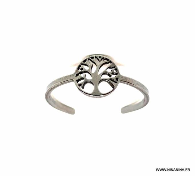N6832 Bague pied ou phalange arbre de vie Acier inoxydable argent - Bijoux Bagues en ligne Ninanina