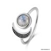 N6847 Bague lune et soleil argent 925 et pierre de lune réglable pour femme - Bijoux Bagues en ligne Ninanina