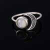 N6847B Bague lune et soleil argent 925 et pierre de lune réglable - Bijoux Bagues en ligne Ninanina