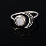 Bague Lune Et Soleil En Argent 925 Avec Opale - Taille Réglable - Neuf Avec étiquettes - Style Bohème