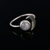 N6847C Bague lune et soleil argent 925 et pierre de lune réglable - Bijoux Bagues en ligne Ninanina