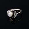N6847D Bague lune et soleil argent 925 et pierre de lune réglable - Bijoux Bagues en ligne Ninanina