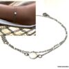 N6854a Chaine de cheville double rang Acier argent perles blanches - Bijoux Bracelets en ligne Ninanina