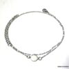 N6854f Chaine de cheville double rang Acier argent perles blanches - Bijoux Bracelets en ligne Ninanina