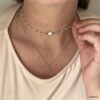 N6855A Collier Ras de cou perles blanches acier inoxydable argent femme - Bijoux Colliers Femmes en ligne Ninanina