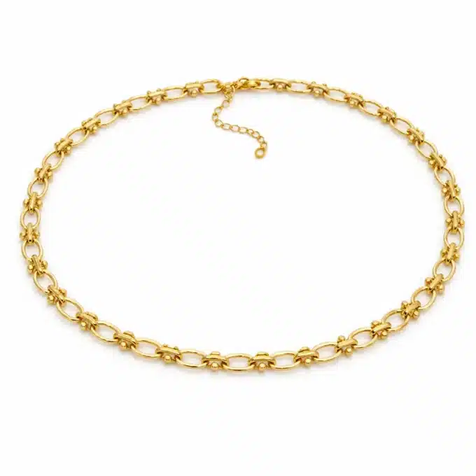 N8612a Collier Or Femme Artisanal - Ras de cou grosse maille Acier Doré - Bijoux Colliers femmes en ligne Ninanina
