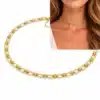 N8612cx Collier Or Femme Artisanal - Ras de cou grosse maille Acier Doré - Bijoux Colliers femmes en ligne Ninanina