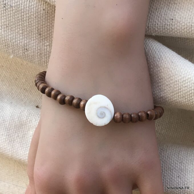 N6866a Bracelet oeil de ste lucie femme perles de bois 6mm - Bijoux Bracelets en ligne Ninanina