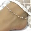 N6879a Chaine de cheville argent rose opale naturelle femme - Bijoux Chaines en ligne Ninanina