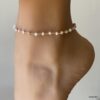 N6879H Chaine de cheville argent rose opale naturelle femme - Bijoux Chaines en ligne Ninanina
