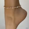 N6879J Chaine de cheville argent rose opale naturelle femme - Bijoux Chaines en ligne Ninanina
