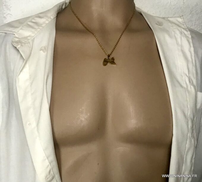 N5869a Collier Guadeloupe Acier inoxydable plaqué or homme - Bijoux Colliers en ligne Ninanina
