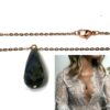 N6850b Gros pendentif Labradorite sur chaine acier inoxydable or rose - Bijoux Colliers en ligne Ninanina