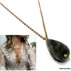N6850d Gros pendentif Labradorite sur chaine acier inoxydable or rose - Bijoux Colliers en ligne Ninanina