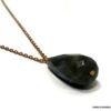 N6850f Gros pendentif Labradorite sur chaine acier inoxydable or rose - Bijoux Colliers en ligne Ninanina
