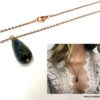 N6850g Gros pendentif Labradorite sur chaine acier inoxydable or rose - Bijoux Colliers en ligne Ninanina