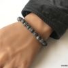 N6851 Bracelet Labradorite homme ou femme pierre grise mat - Bijoux Bracelets hommes en ligne Ninanina