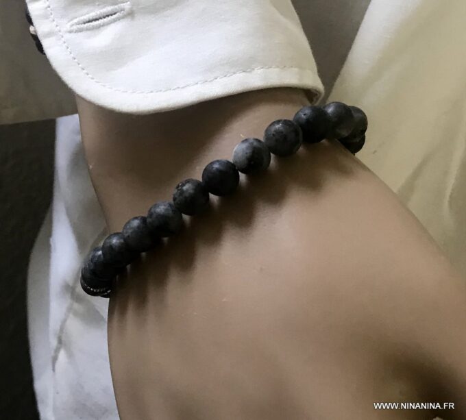 N6851a Bracelet Labradorite homme ou femme pierre grise mat Bijoux Bracelets ezn ligne Ninanina