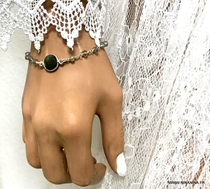 N6856a Bracelet labradorite argent 925 femme - Bijoux Bracelets en ligne Ninanina