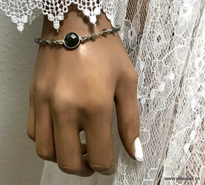 N6856c Bracelet labradorite argent 925 femme - Bijoux Bracelets en ligne Ninanina