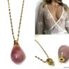 N6860h Sautoir parfum rose acier doré pendentif forme goutte - Bijoux Colliers en ligne Ninanina