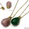 N6860j Sautoir parfum rose acier doré pendentif forme goutte - Bijoux Colliers en ligne Ninanina