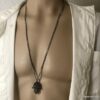 N6864c Collier avec la main de fatma homme Acier inoxydable argent - Bijoux Colliers en ligne Ninanina