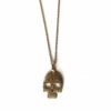 N6867k Collier tete de mort mexicaine acier inoxydable or - Bijoux Colliers en ligne Ninanina