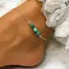 N6884 Chaine cheville argent et turquoise naturelle bleuvert femme - Bijoux de pieds femmes en ligne Ninanina