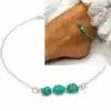 N6884d Chaine cheville argent et turquoise naturelle bleuvert femme - Bijoux de pieds femmes en ligne Ninanina