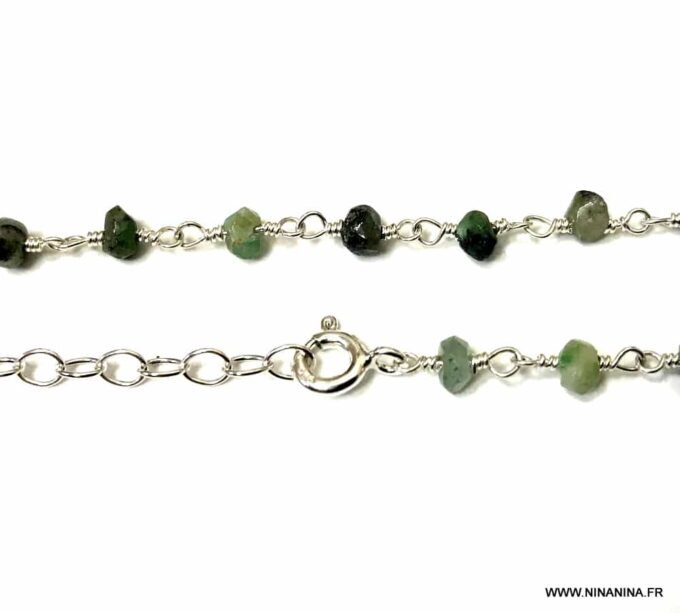 N6898e Bracelet pierre emeraude femme Argent 925 massif - Bijoux Bracelets en ligne Ninanina