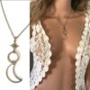 N6900e Collier lune soleil étoile acier inoxydable argent - Bijoux Colliers en ligne Ninanina