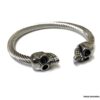 N6904b Bracelet homme tete de mort - jonc epais acier tressé - Bijoux Bracelets en ligne Ninanina