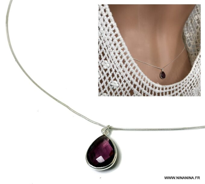 N6905a Bijou de taille Améthyste chaine Argent 925 - Bijoux de corps en ligne Ninanina
