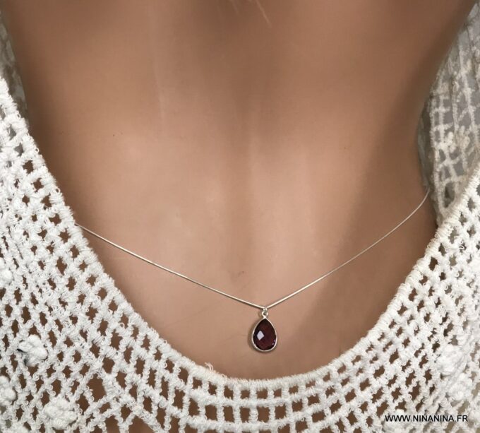 N6905f Bijou de taille Améthyste chaine Argent 925 - Bijoux de corps en ligne Ninanina