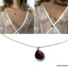 N6906 Sautoir amethyste argent femme pendentif goutte violet - Bijoux Colliers en ligne Ninanina