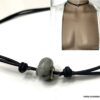 N6909 Collier Labradorite homme cordon cuir noir réglable - Bijoux Colliers en ligne Ninanina