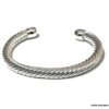 N6912B Bracelet jonc epais homme argent plaqué ouvert maille tresse - Bijoux Bracelets en ligne Ninanina