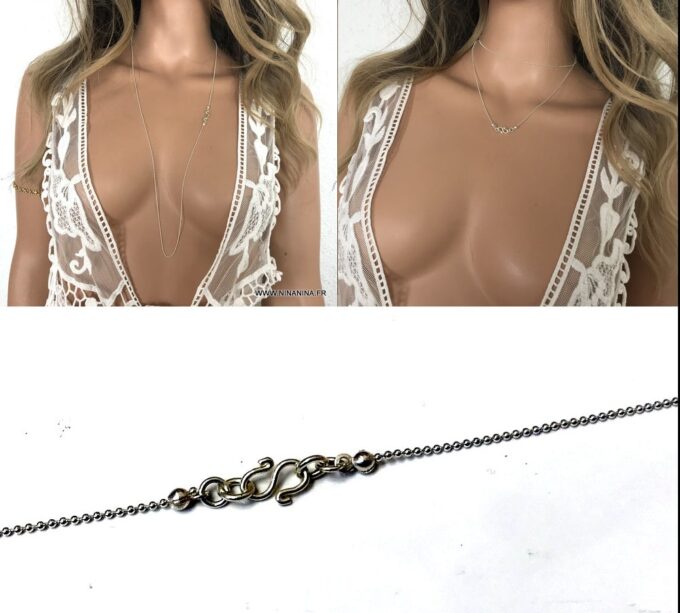 N6923b Sautoir infini argent 925 femme maille boule - Bijoux Colliers en ligne Ninanina