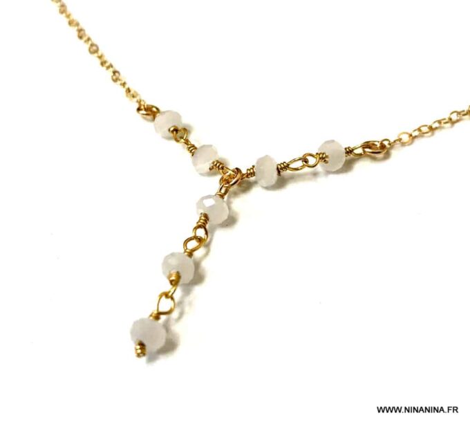 N6915d Bijou tour de taille chaine plaqué or et pierre de lune - Bijoux Chaines en ligne Ninanina