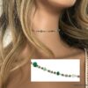 N6919 Collier perles vertes ras de cou acier inoxydable argent - Bijoux Colliers en ligne Ninanina