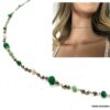 N6919a Collier perles vertes ras de cou acier inoxydable argent - Bijoux Colliers en ligne Ninanina